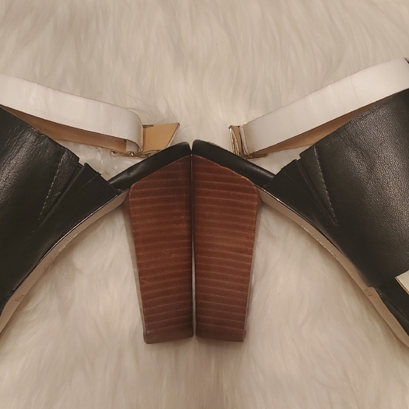 White House Black Market Viola Color Block Cut Out Strappy Heel Sandals Size 10 - Picture 5 of 6